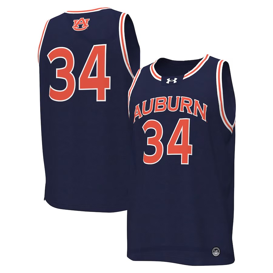Men's Under Armour #34 Navy Auburn Tigers Replica Basketball Jersey - Jersey