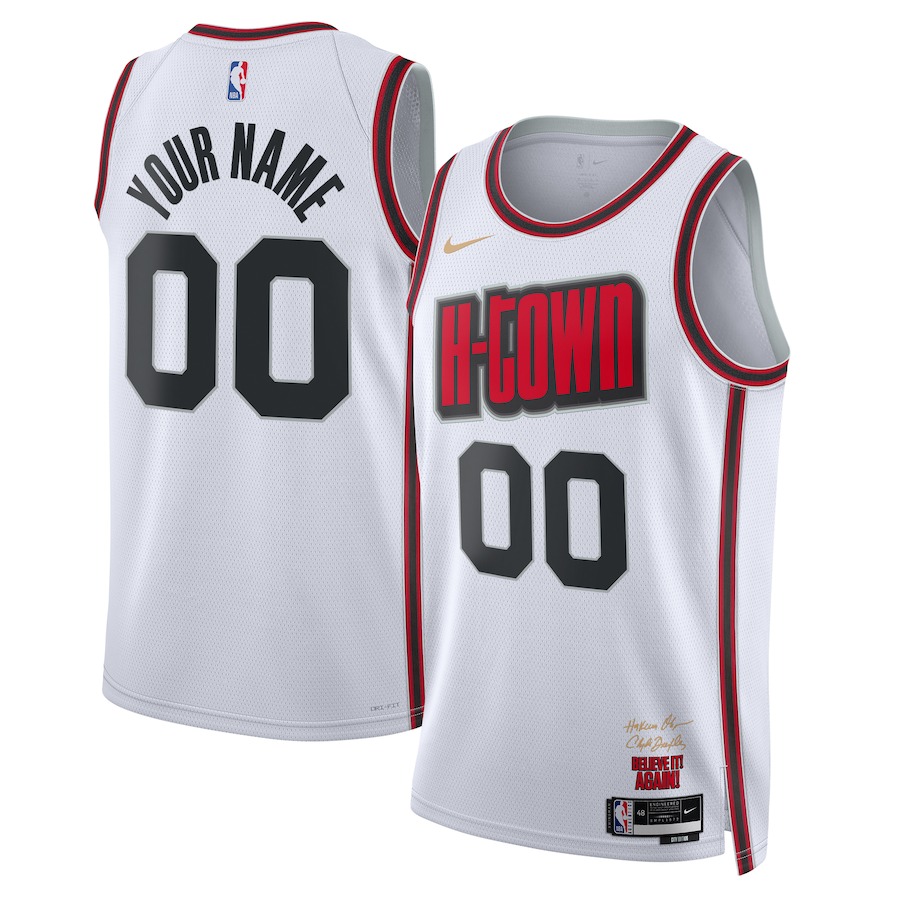 Unisex Houston Rockets Nike White 2024/25 Custom Swingman Jersey - City Edition - Jersey