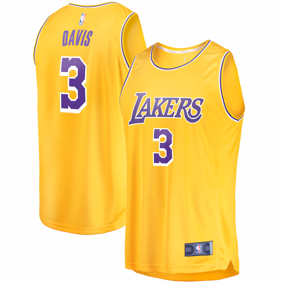 Men's Los Angeles Lakers Anthony Davis Fanatics Gold 2019/20 Fast Break Replica Jersey - Icon Edition - Jersey