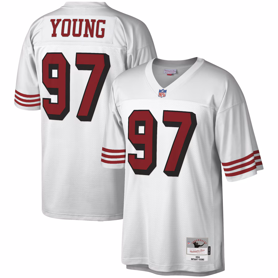 Men's San Francisco 49ers Bryant Young Mitchell & Ness White Legacy Replica Jersey - Jersey