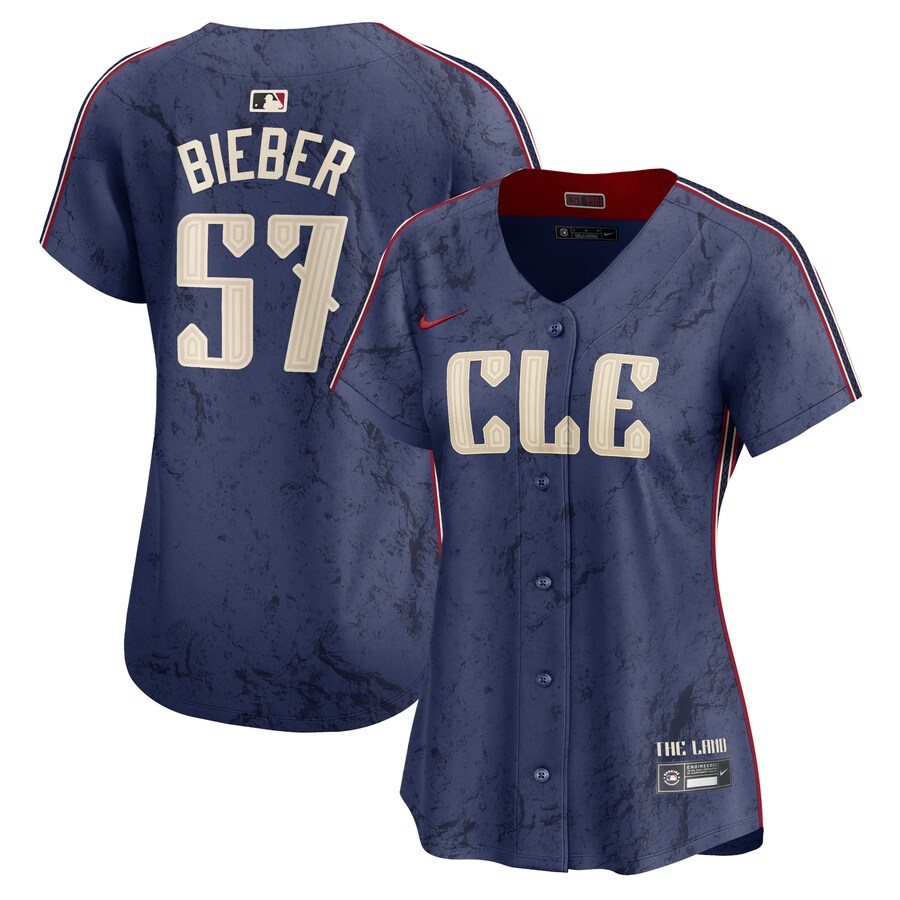 Women's Cleveland Guardians Shane Bieber Nike Navy 2024 City Connect Limited Jersey - Jersey