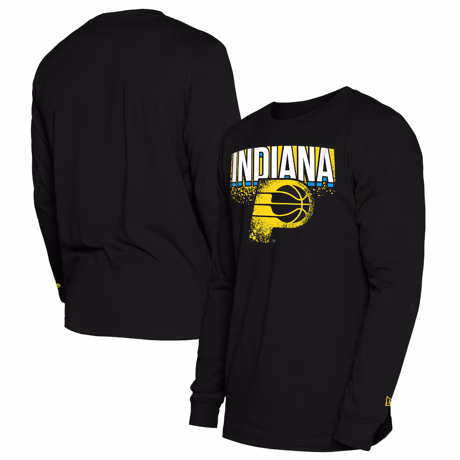 Men's Indiana Pacers  New Era Black 2024/25 City Edition Long Sleeve T-Shirt - Jersey