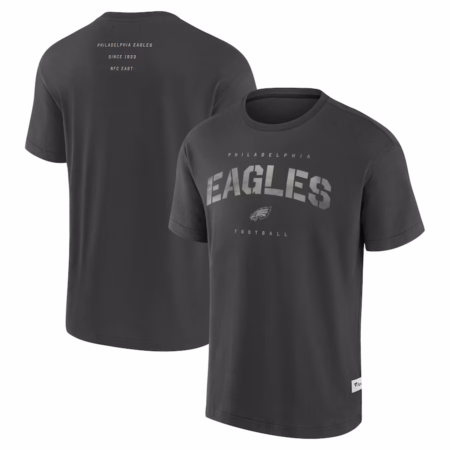 Men's Philadelphia Eagles Fanatics Charcoal Elements Weathered Tonal Future Ground T-Shirt - Jersey