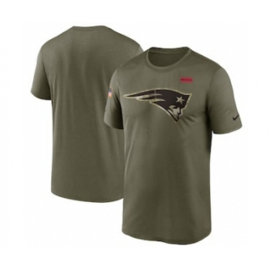 Men's New England Patriots Football Olive 2021 Salute To Service Legend Performance T-Shirt - Jersey