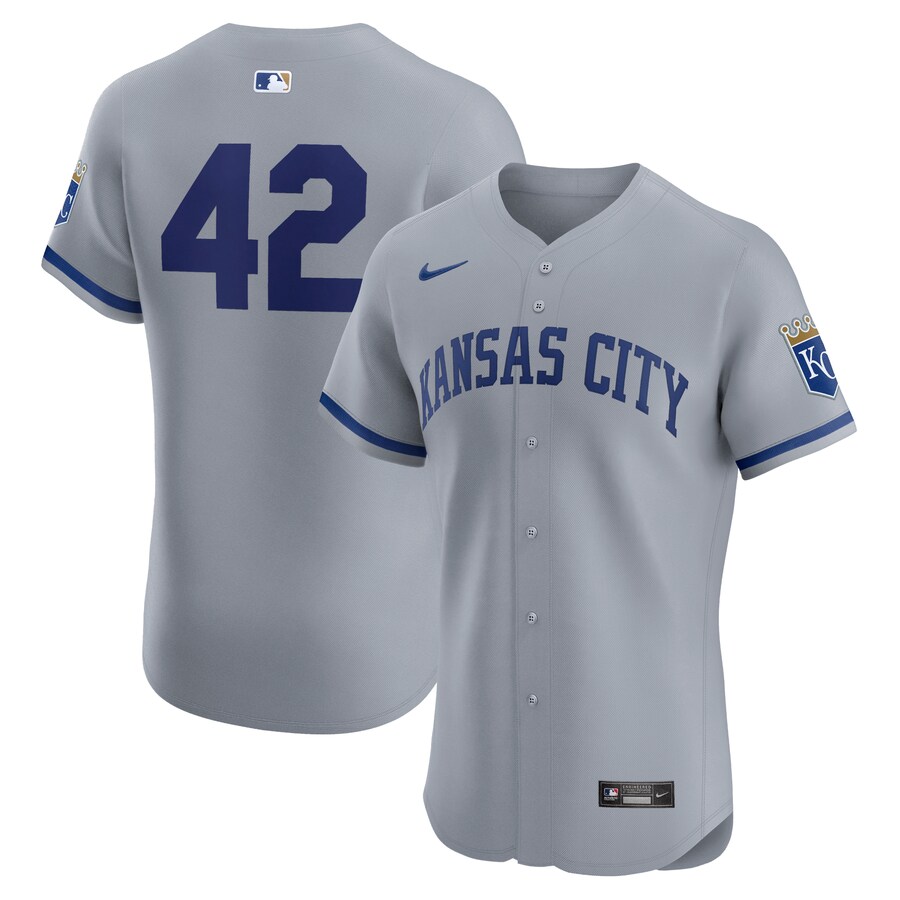 Men's Kansas City Royals Nike Gray Road 2024 Jackie Robinson Day Elite Jersey - Jersey
