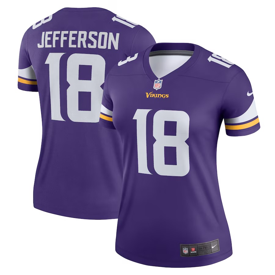 Women's Minnesota Vikings Justin Jefferson Nike Purple Legend Player Performance Top - Jersey