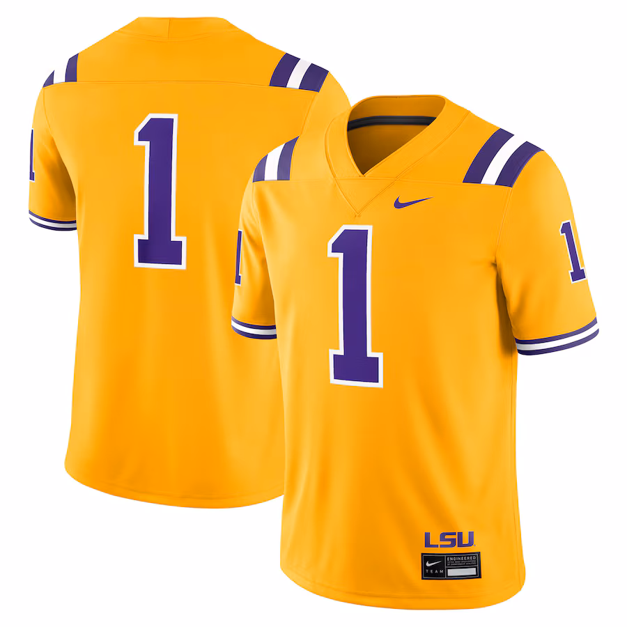 Men's Nike #1 Gold LSU Tigers Alternate Game Jersey - Jersey