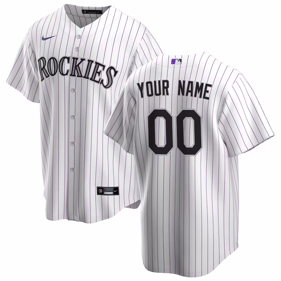 Men's Colorado Rockies Nike White Home Replica Custom Jersey - Jersey