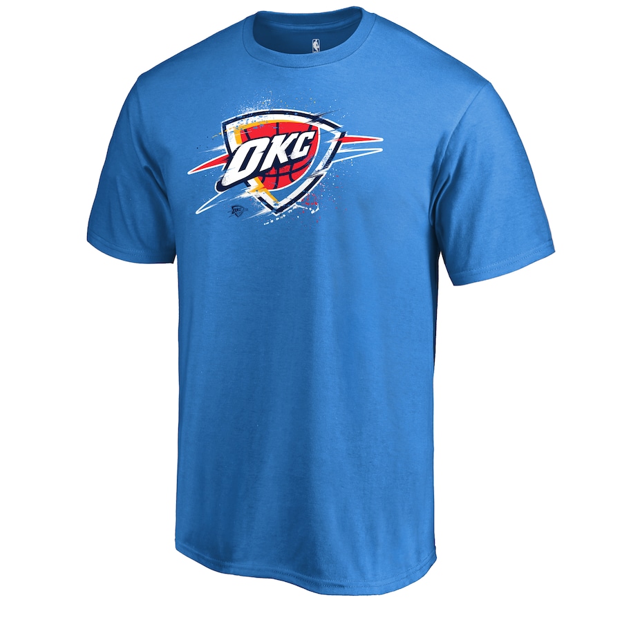 Men's Oklahoma City Thunder Blue Splatter Logo T-Shirt - Jersey