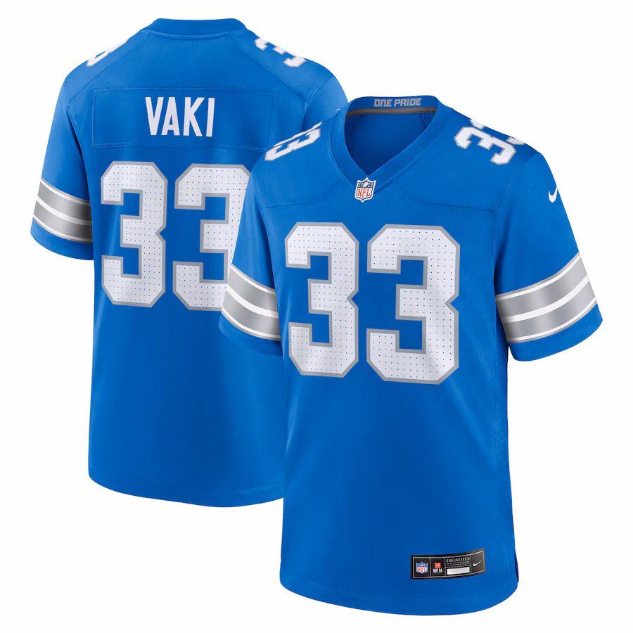 Men's Detroit Lions Sione Vaki Nike Blue Team Game Jersey - Jersey