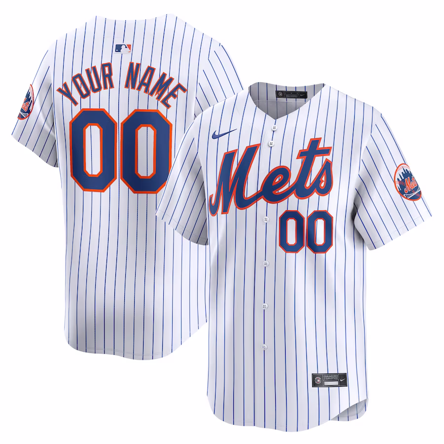 Men's New York Mets Nike White Home Limited Custom Jersey - Jersey