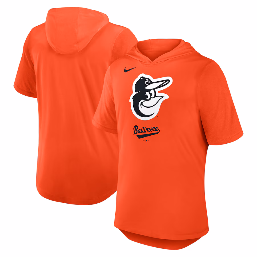 Men's Baltimore Orioles Nike Orange Tri-Blend Hoodie T-Shirt - Jersey
