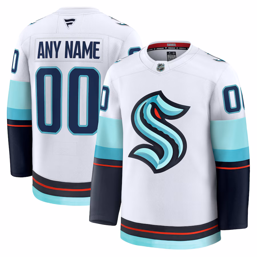 Men's Seattle Kraken Fanatics White Away Premium Custom Jersey - Jersey