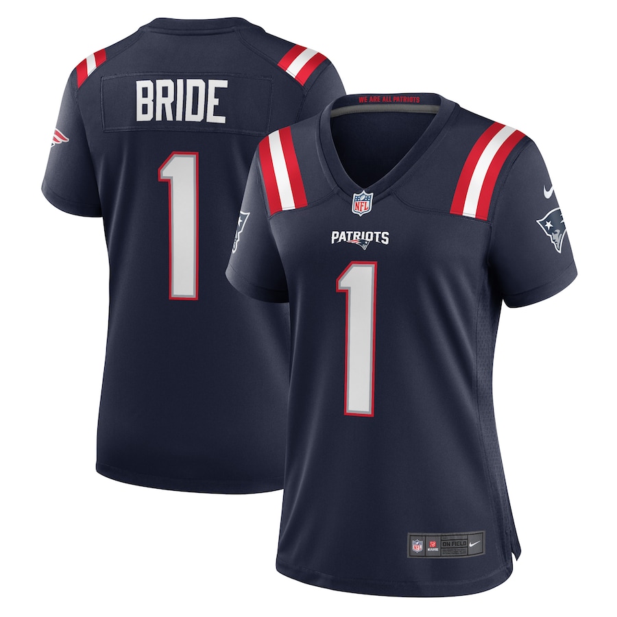 Women's New England Patriots Number 1 Bride Nike Navy Game Jersey - Jersey
