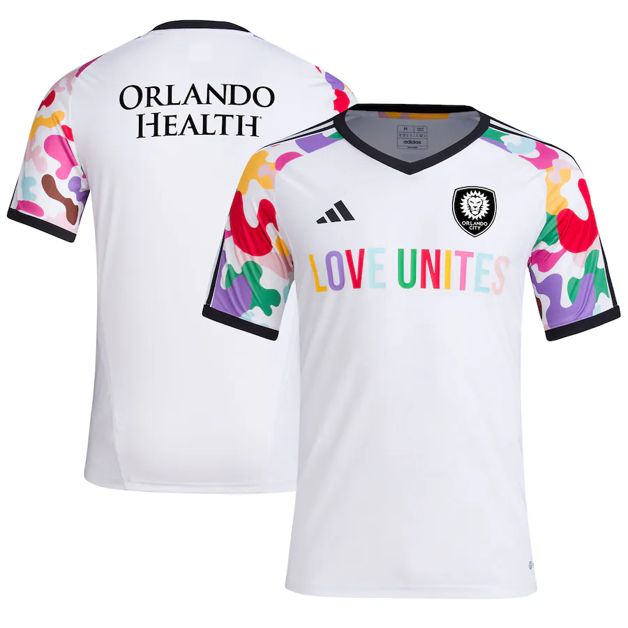 Men's Orlando City SC  adidas White 2023 Pride Pre-Match Top - Jersey