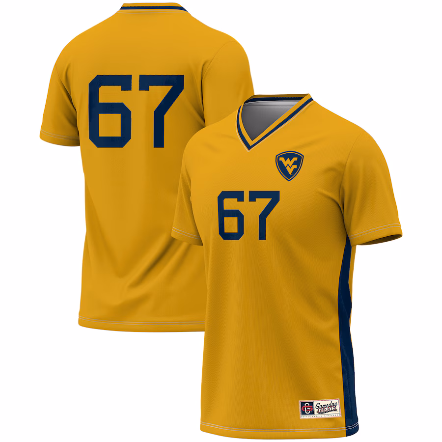 Unisex GameDay Greats #1 Gold West Virginia Mountaineers Lightweight Soccer Fashion Jersey - Jersey