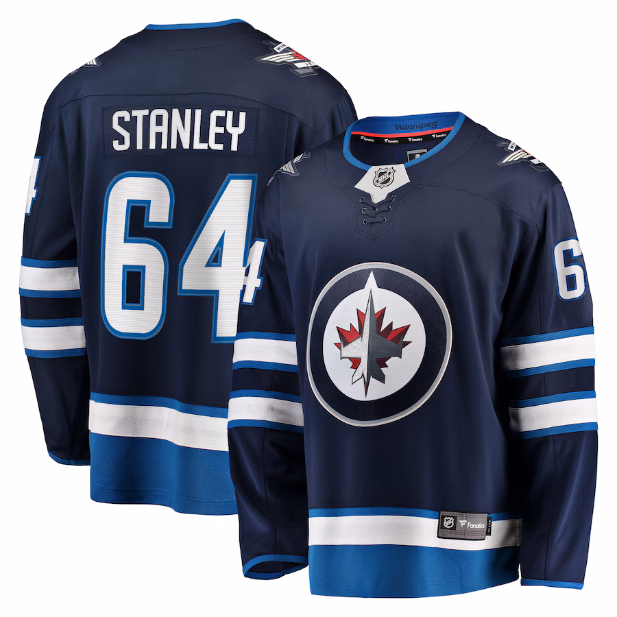 Men's Winnipeg Jets Logan Stanley Fanatics Navy Home Premier Breakaway Player Jersey - Jersey
