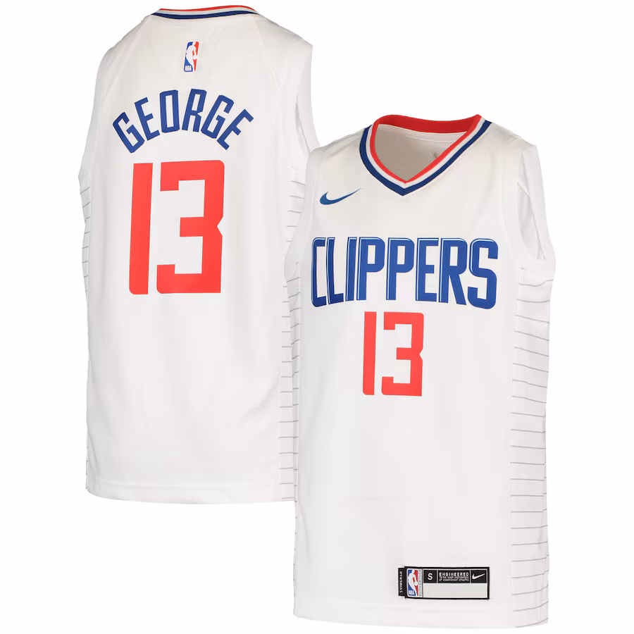 Youth LA Clippers Paul George Nike White 2020/21 Swingman Jersey - Association Edition - Jersey
