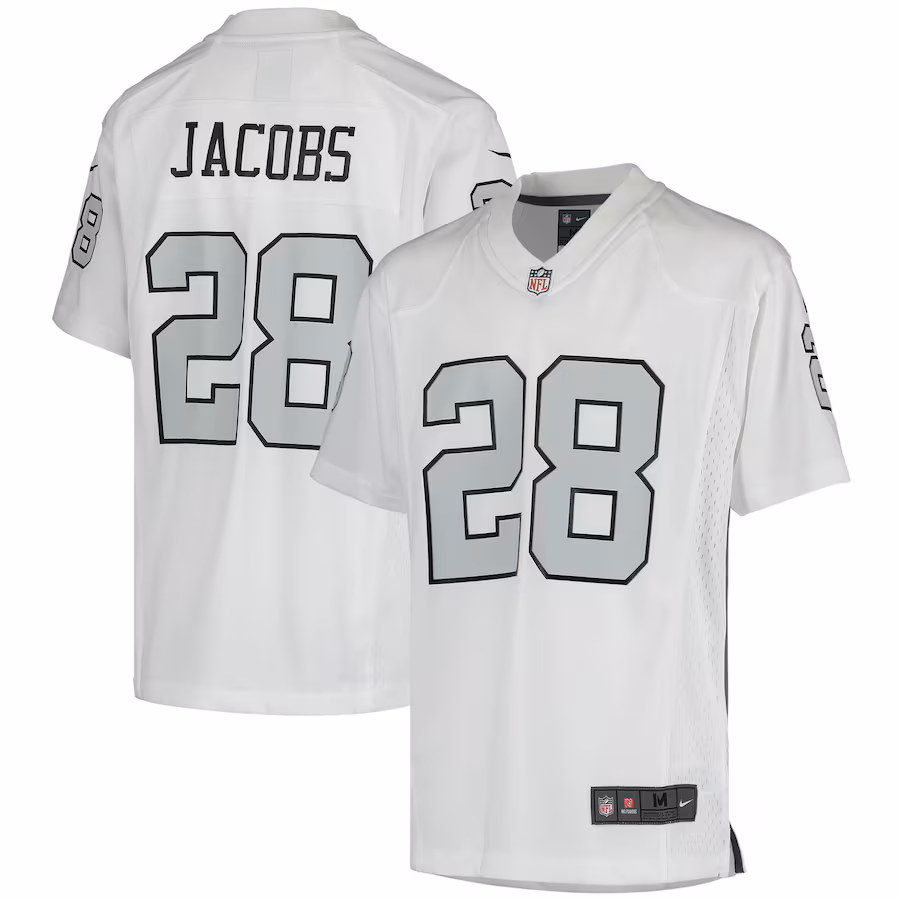 Youth Las Vegas Raiders Josh Jacobs Nike White Color Rush Game Jersey - Jersey