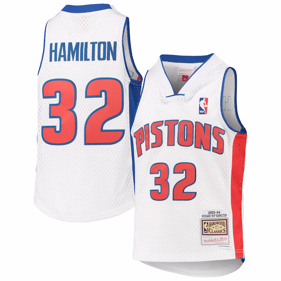 Youth Detroit Pistons Richard Hamilton Mitchell & Ness White 2003/04 Hardwood Classics Swingman Jersey - Jersey