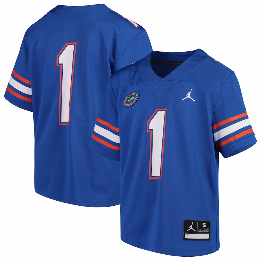 #1 Florida Gators Jordan Brand Youth Team Replica Football Jersey - Royal - Jersey