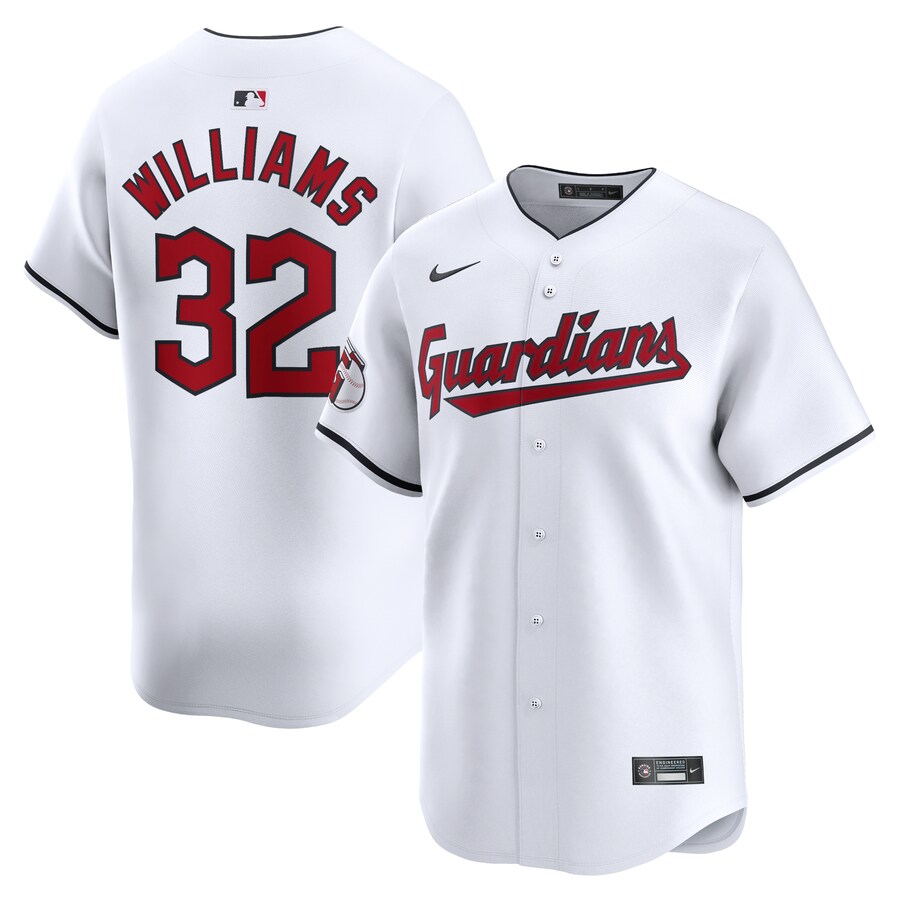 Men's Cleveland Guardians Gavin Williams Nike White Home Limited Player Jersey - Jersey