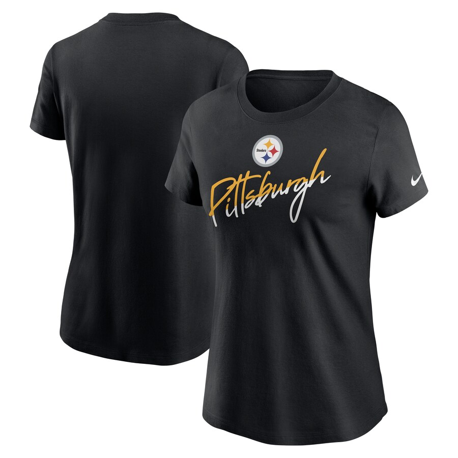 Women's Pittsburgh Steelers Nike Black Team City Roll T-Shirt - Jersey