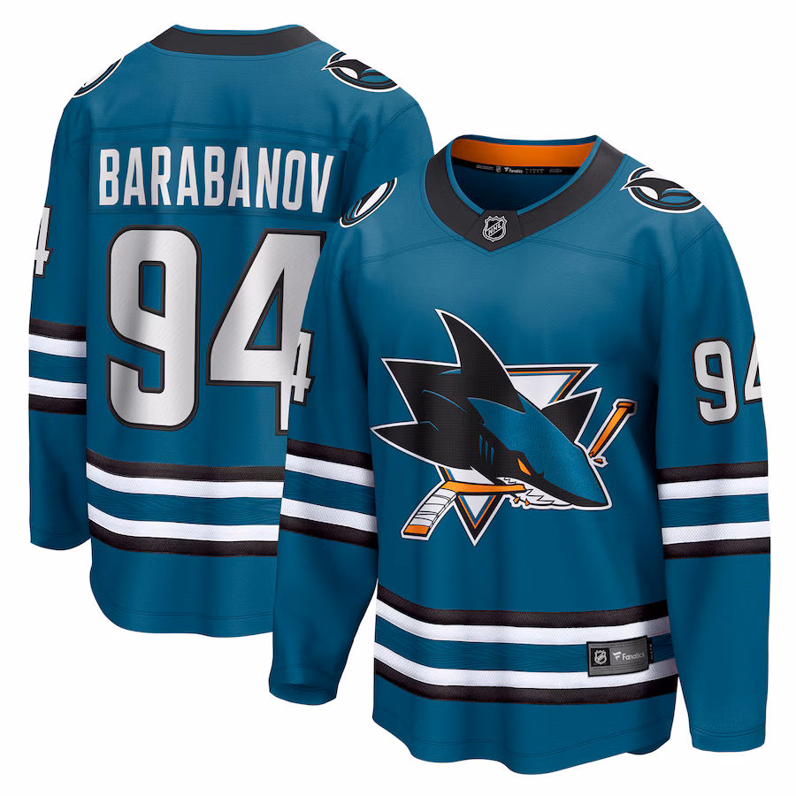 Men's San Jose Sharks Alexander Barabanov Fanatics Teal Home Breakaway Player Jersey - Jersey