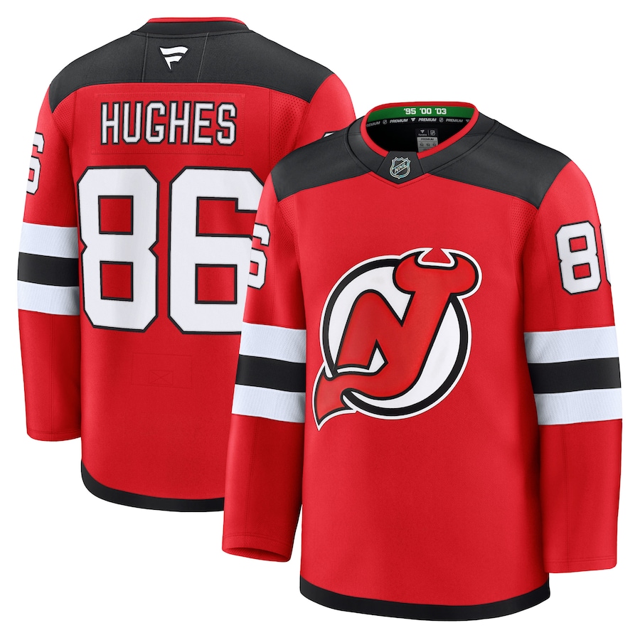 Men's New Jersey Devils Jack Hughes Fanatics Red Home Premium Jersey - Jersey