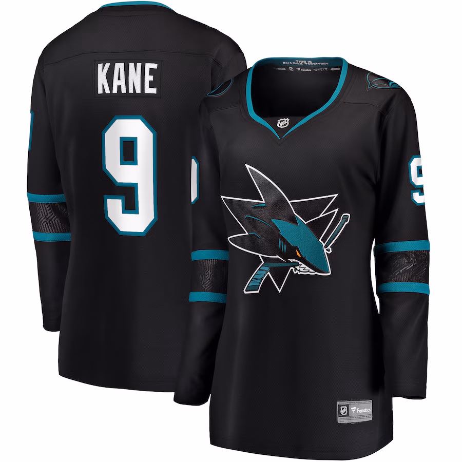 Women's San Jose Sharks Evander Kane Fanatics Black Alternate Premier Breakaway Jersey - Jersey