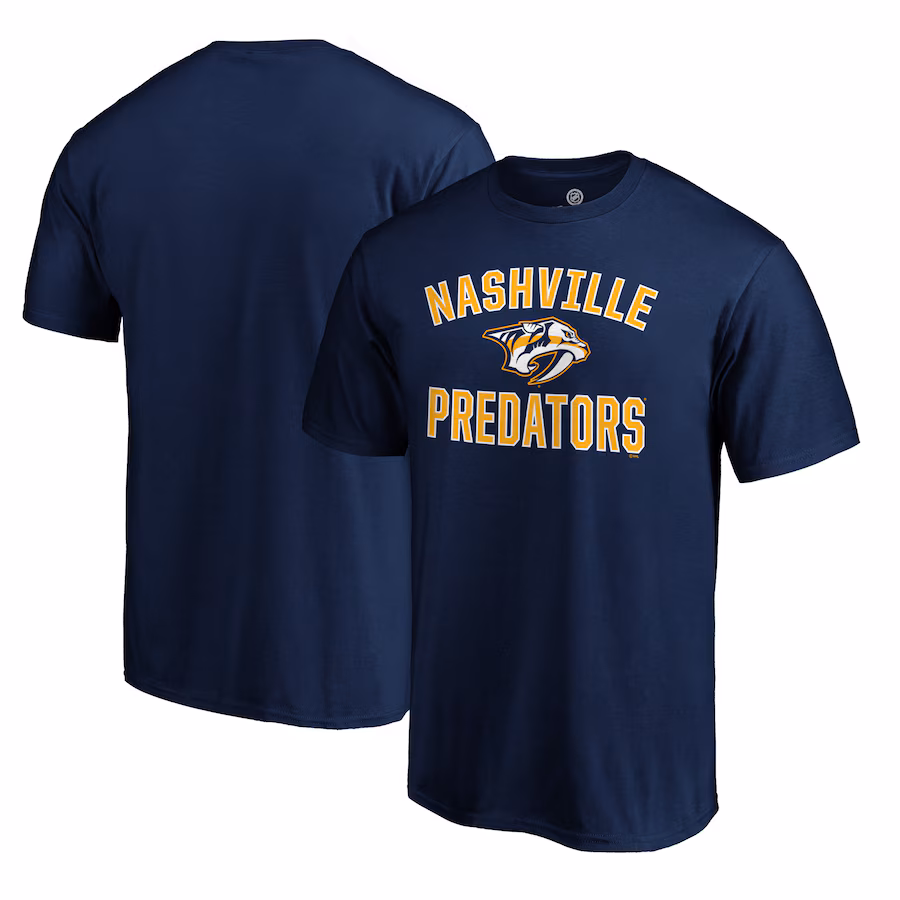 Men's Nashville Predators Fanatics Navy Team Victory Arch T-Shirt - Jersey