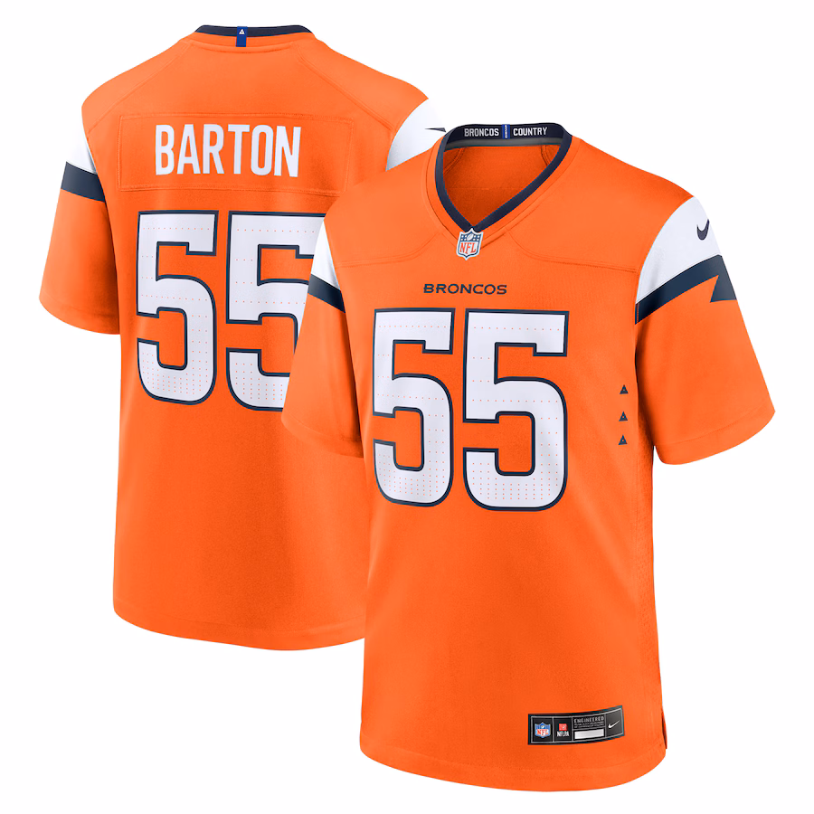 Men's Denver Broncos Cody Barton Nike  Orange Game Jersey - Jersey