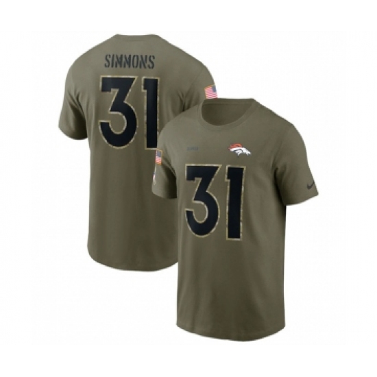 Men's Denver Broncos #31 Justin Simmons 2022 Olive Salute to Service T-Shirt - Jersey