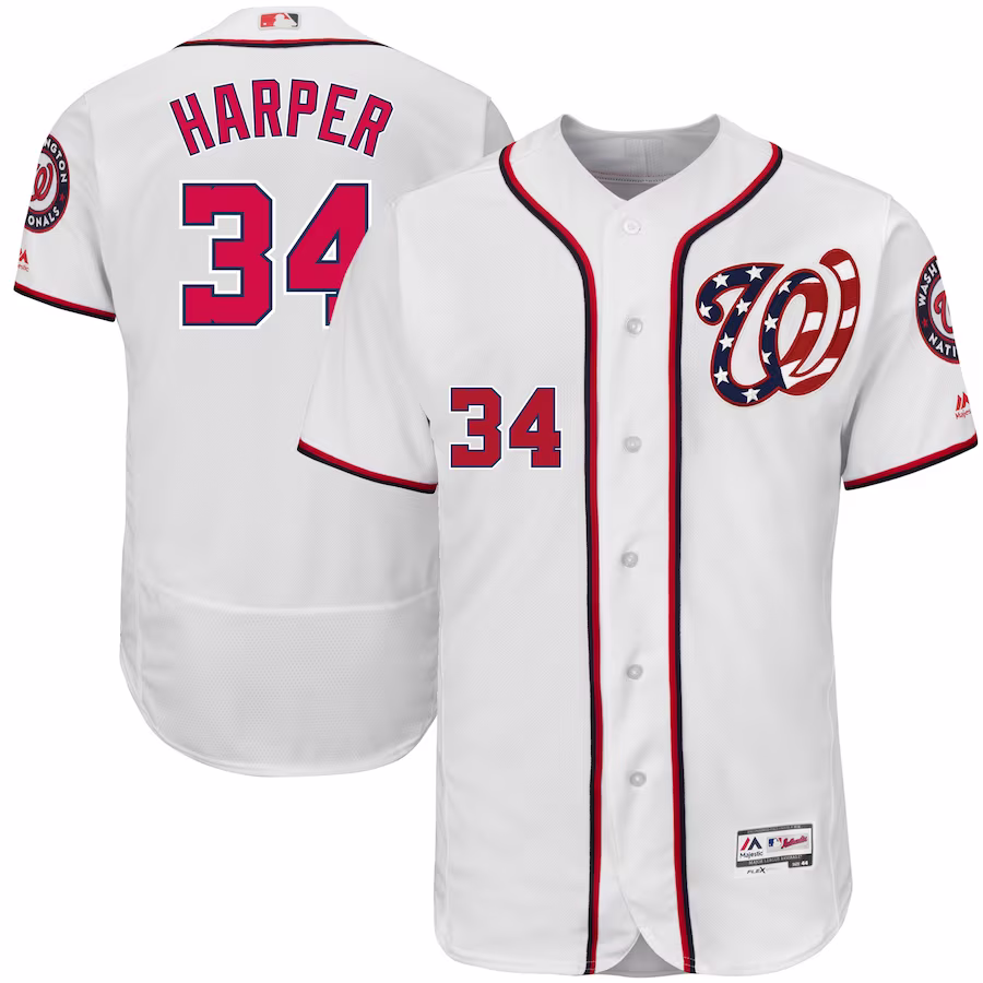 Men's Washington Nationals Bryce Harper Majestic White 2017 Flex Base Authentic Jersey - Jersey