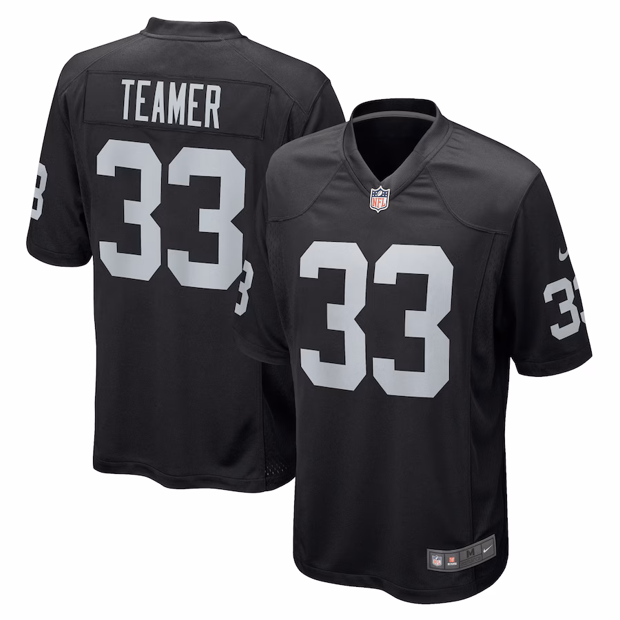 Men's Las Vegas Raiders Roderic Teamer Nike Black Game Jersey - Jersey