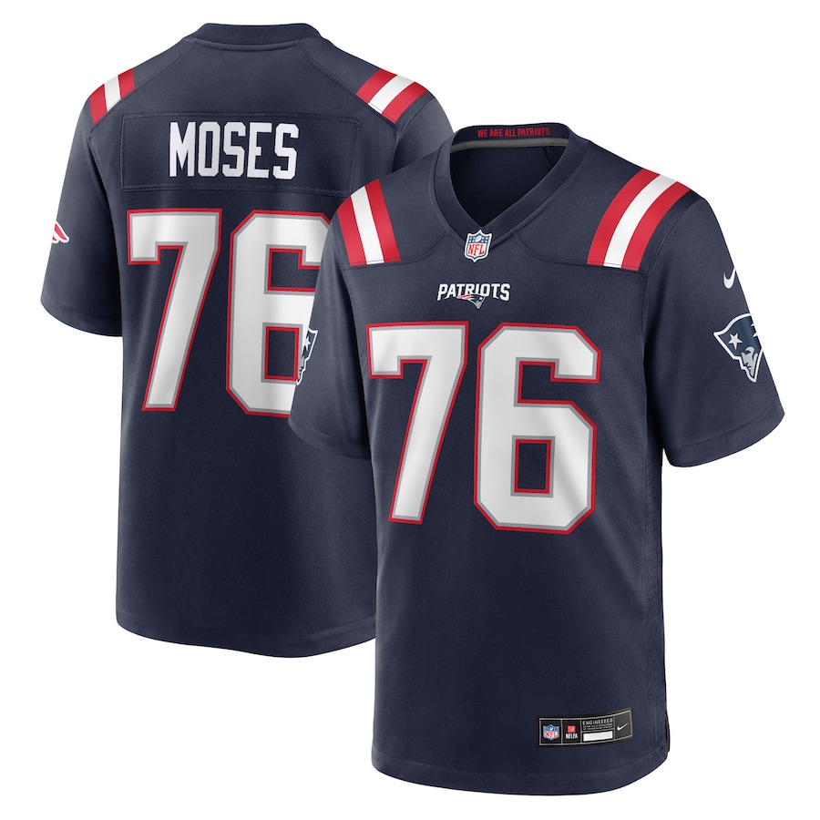 Men's New England Patriots Morgan Moses Nike Navy Team Game Jersey - Jersey