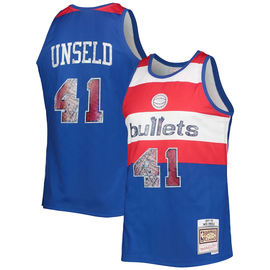 Men's Washington Bullets Wes Unseld Mitchell & Ness Blue 1977/78 Hardwood Classics NBA 75th Anniversary Diamond Swingman Jersey - Jersey
