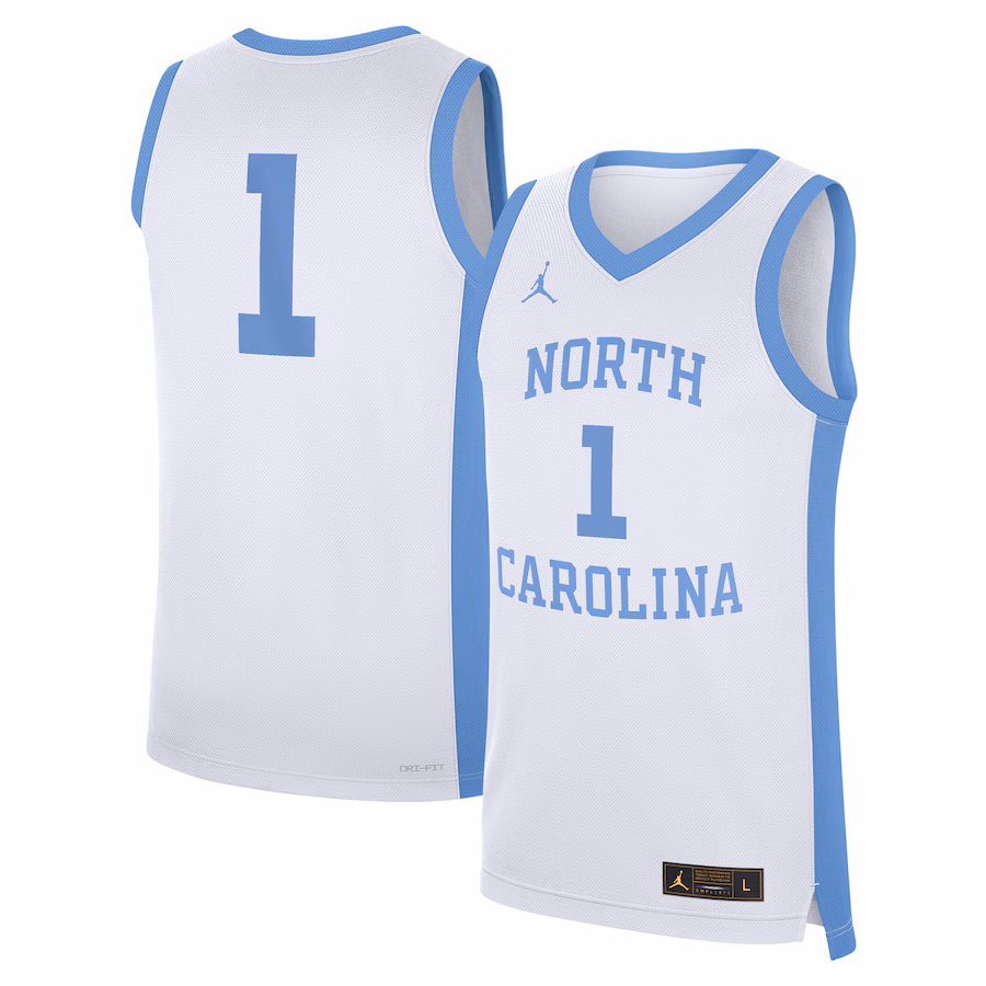 Men's Jordan Brand #1 White North Carolina Tar Heels Alternate Replica Jersey - Jersey