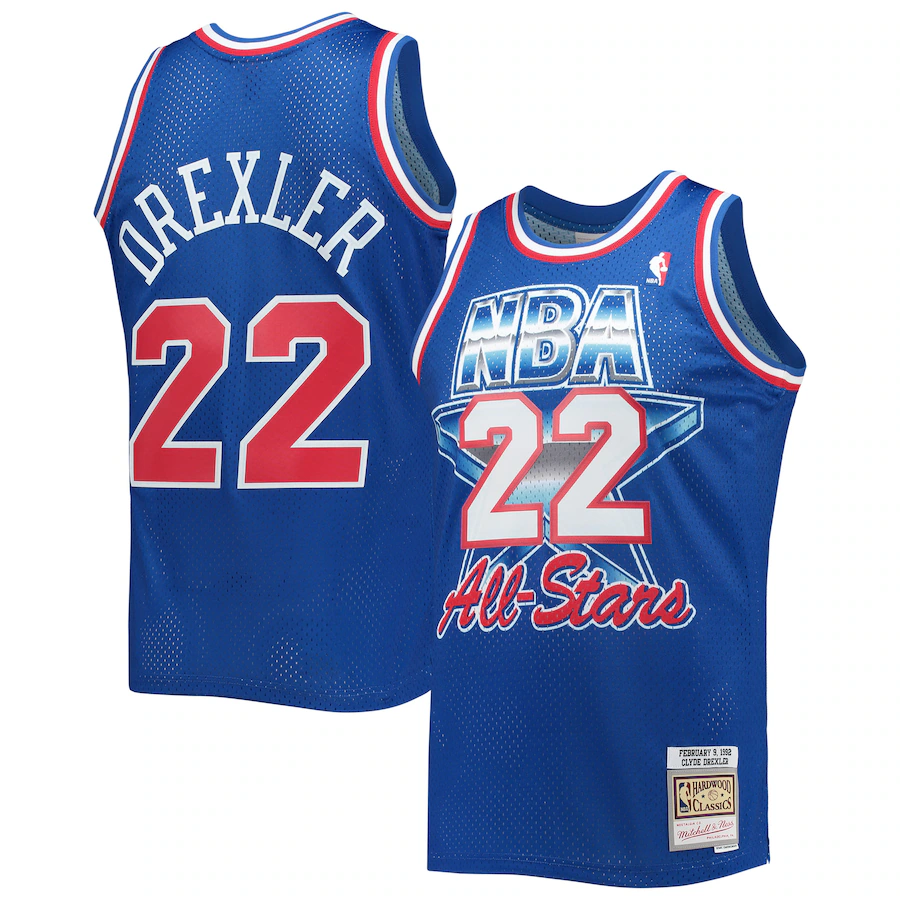 Men's Western Conference Clyde Drexler Mitchell & Ness Royal Hardwood Classics 1992 NBA All-Star Game Swingman Jersey - Jersey
