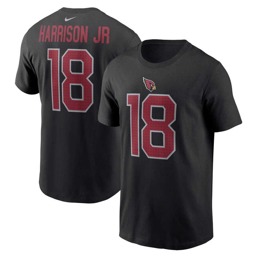 Men's Arizona Cardinals Marvin Harrison Jr. Nike Black Player Name & Number T-Shirt - Jersey