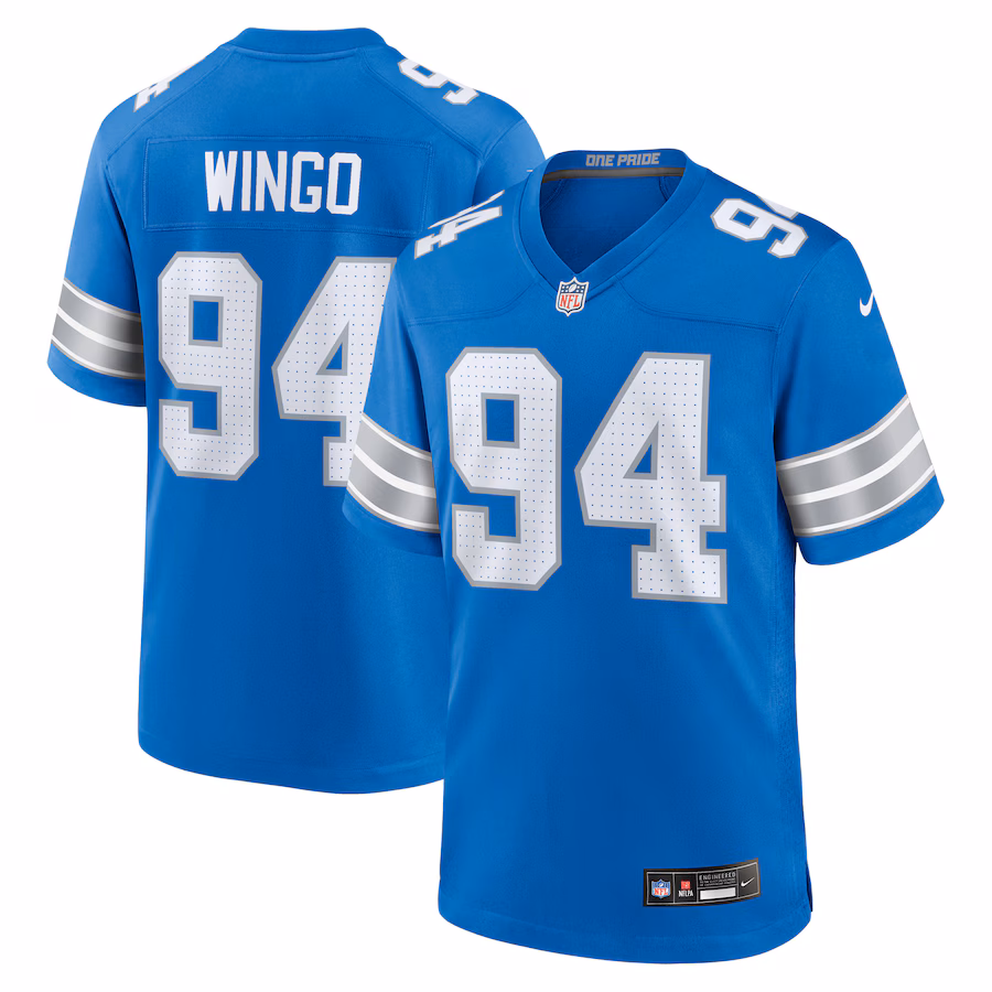Men's Detroit Lions Mekhi Wingo Nike  Blue Team Game Jersey - Jersey