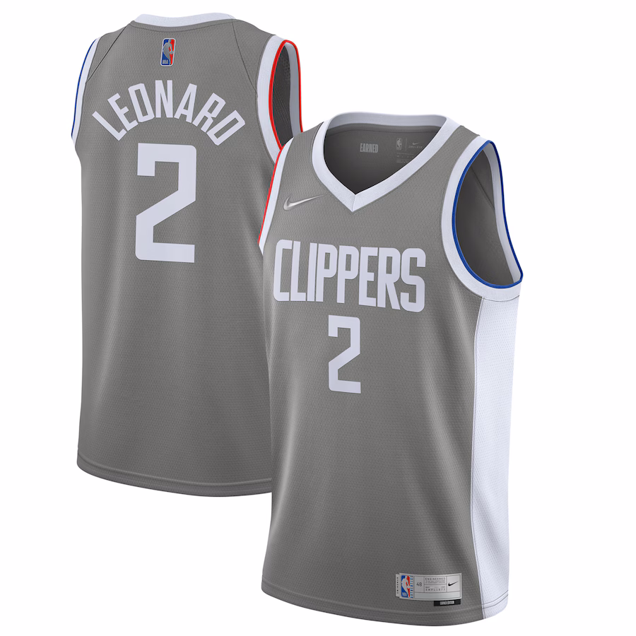 Men's LA Clippers Kawhi Leonard Nike Gray 2020/21 Swingman Player Jersey - Earned Edition - Jersey