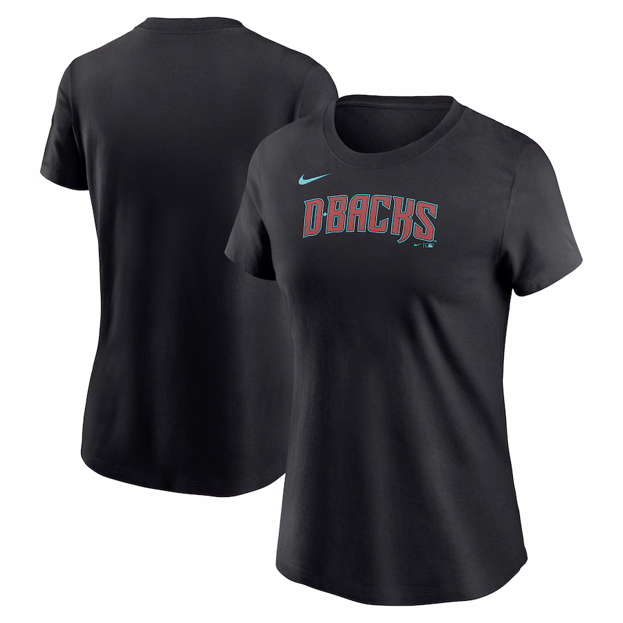 Women's Arizona Diamondbacks Nike Black Fuse Wordmark T-Shirt - Jersey