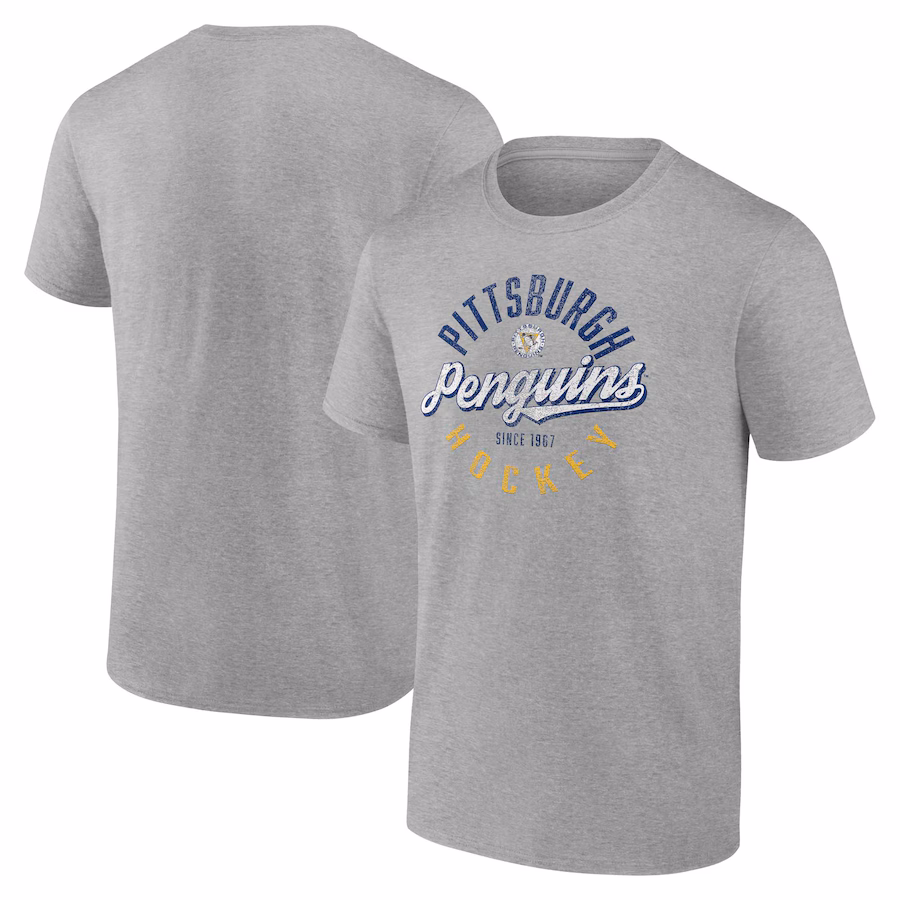 Men's Pittsburgh Penguins Fanatics Gray Emblem T-Shirt - Jersey