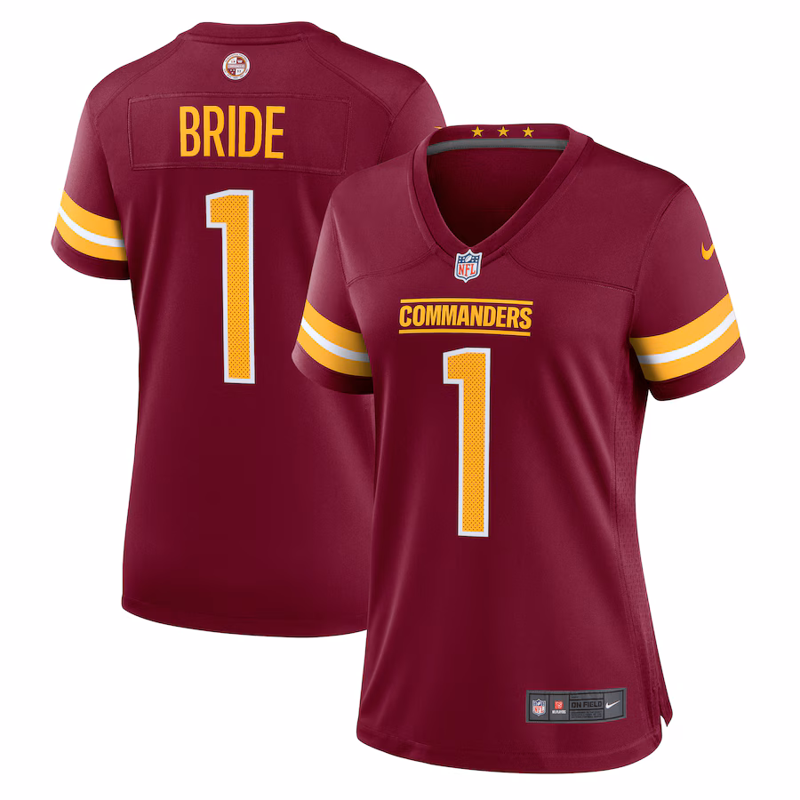 Women's Washington Commanders Number 1 Bride Nike Burgundy Game Jersey - Jersey