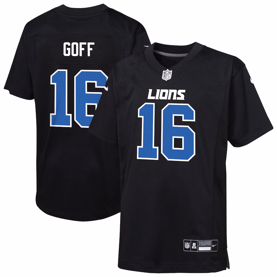 Youth Detroit Lions Jared Goff Nike Carbon Black Fashion Game Jersey - Jersey