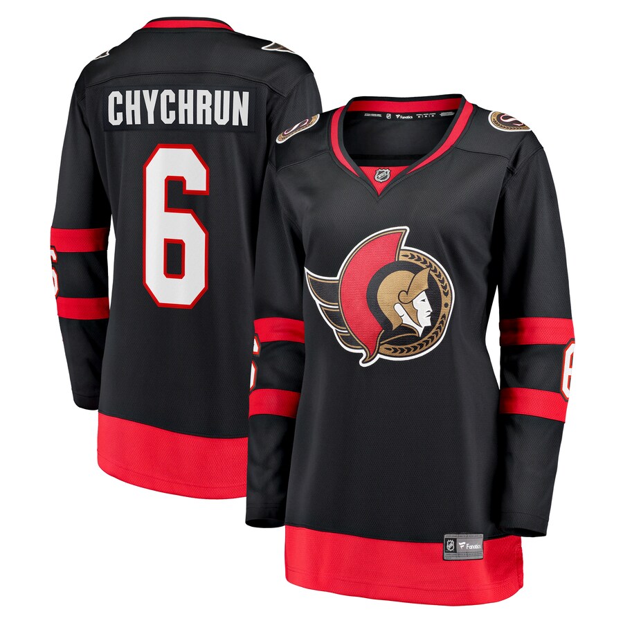Women's Ottawa Senators Jakob Chychrun Fanatics Branded Black Home Breakaway Jersey - Jersey