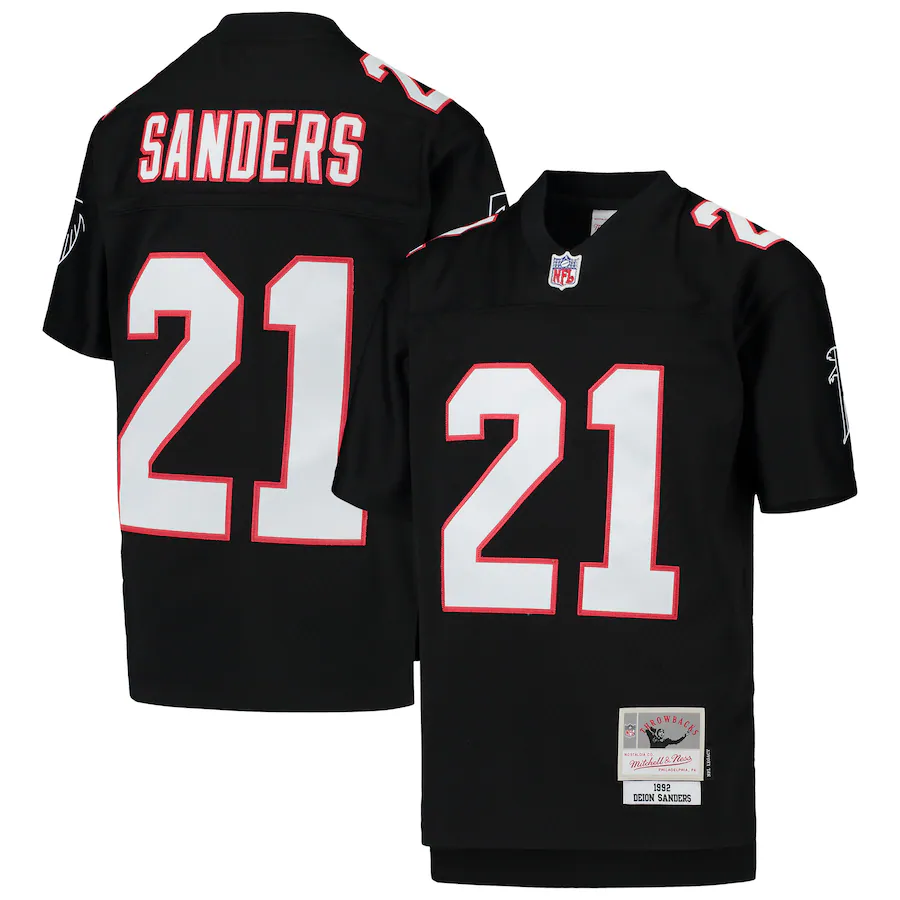 Youth Atlanta Falcons Deion Sanders Mitchell & Ness Black 1992 Legacy Retired Player Jersey - Jersey