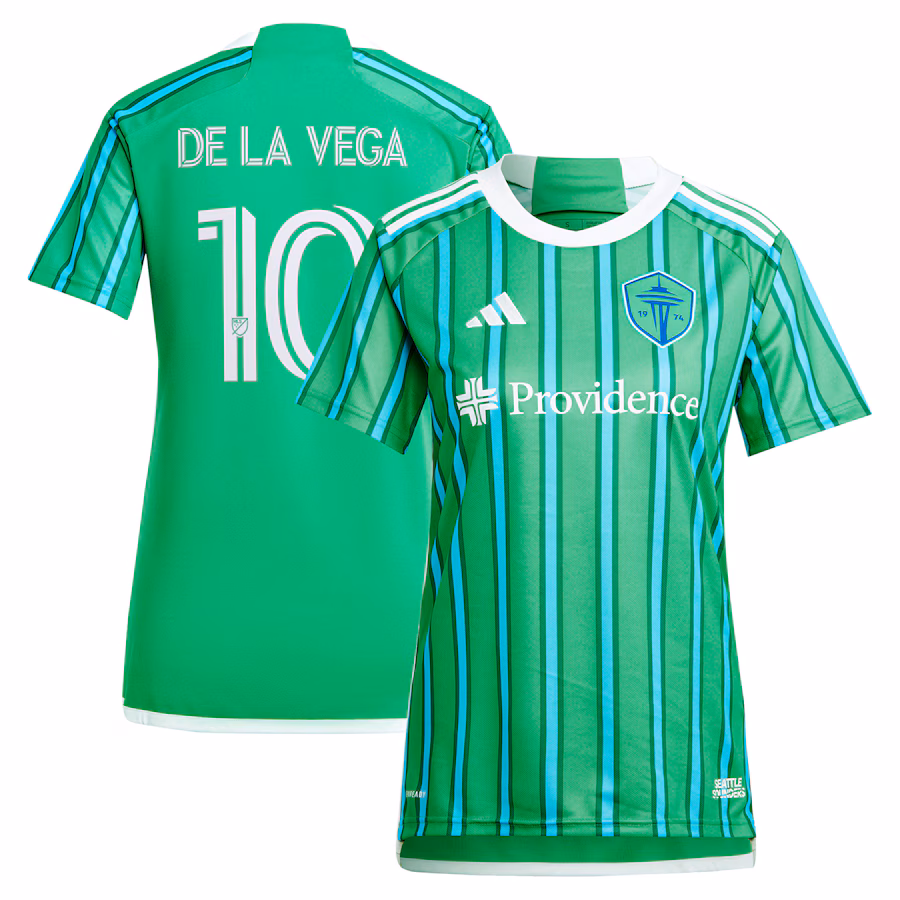 Women's Seattle Sounders FC Pedro de la Vega adidas Green 2024 The Anniversary Kit Replica Player Jersey - Jersey