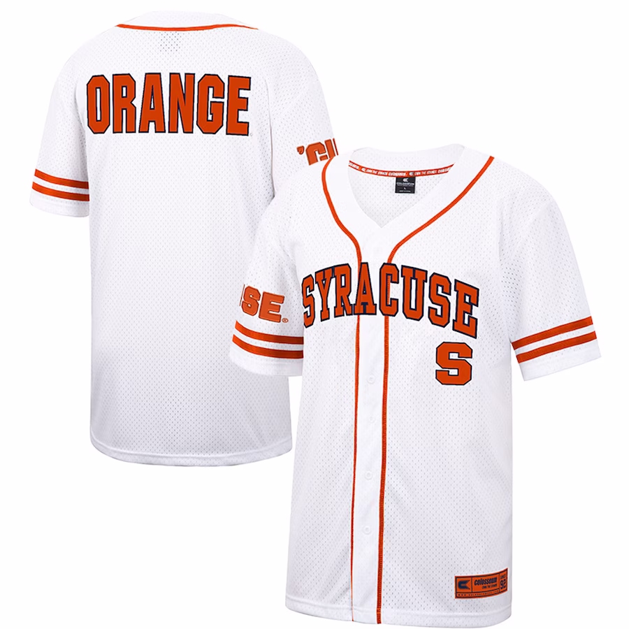 Syracuse Orange Colosseum Free Spirited Mesh Button-Up Baseball Jersey - White - Jersey